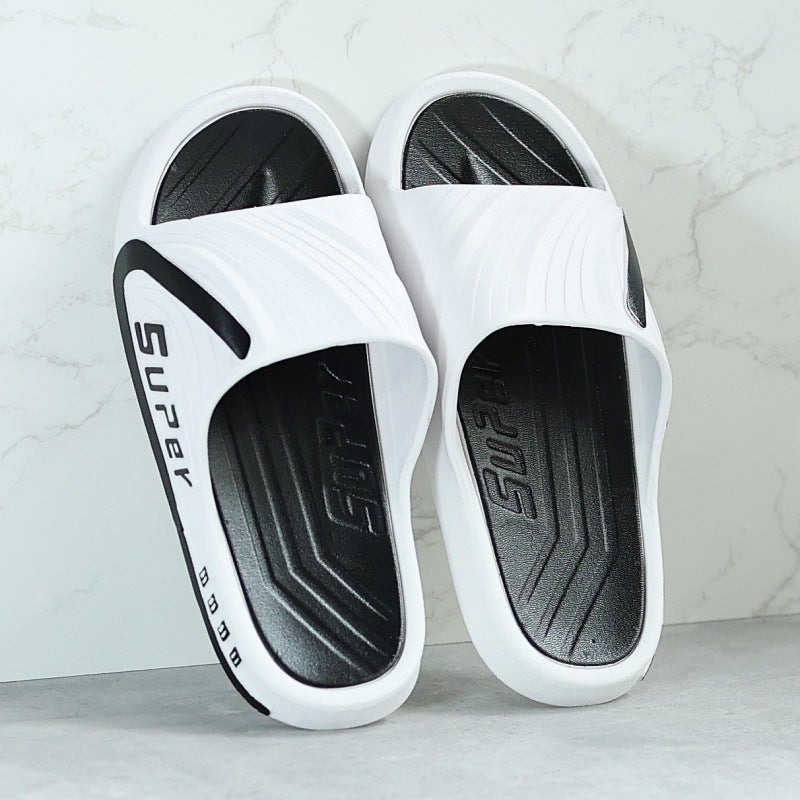 Slip-on Slippers Mens Summer Special Wear-resistant Indoor Autumn Thick-soled Slippers Home Non-slip Deodorant PVC Slippers 886 white thick bottom 