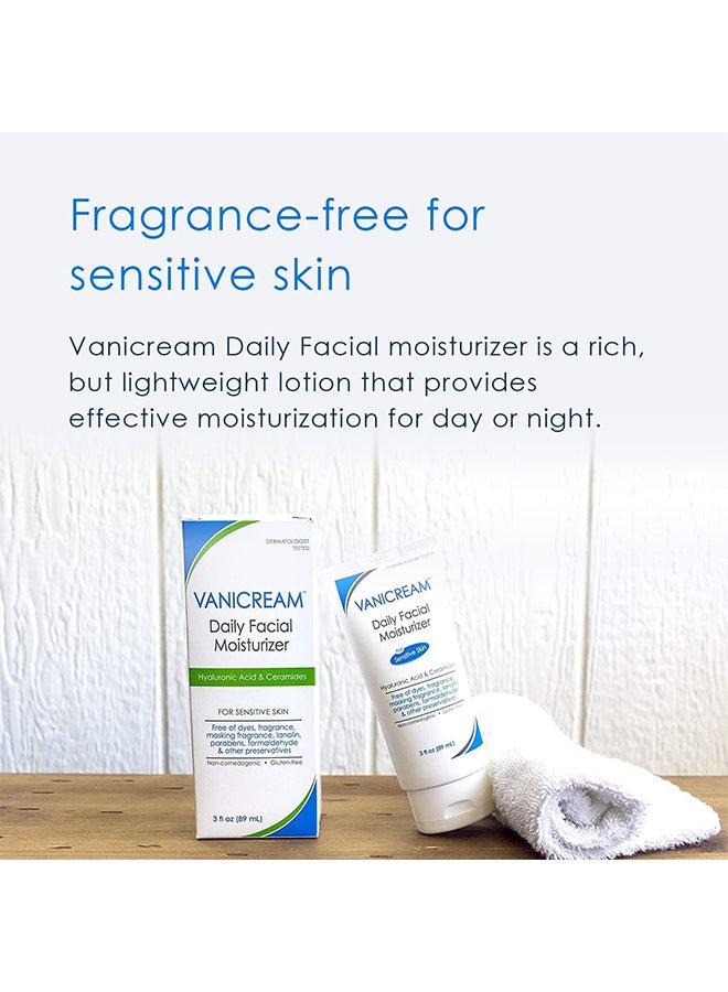 فانيكريم مرطب الوجه اليومي مع حمض الهيالورونيك والسيراميدات، خالية من العطور للجلد الحساس، الجاف، والمزج، مرطب 89 مل - Image 3