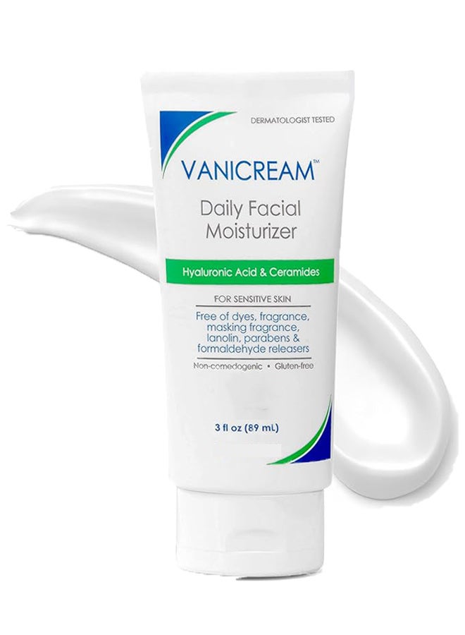 فانيكريم مرطب الوجه اليومي مع حمض الهيالورونيك والسيراميدات، خالية من العطور للجلد الحساس، الجاف، والمزج، مرطب 89 مل - Image 1