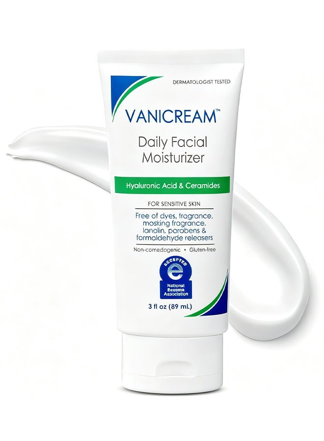 Vanicream Daily Facial Moisturizer with Hyaluronic Acid and Ceramides, Fragrance-free for Sensitive, Dry, and Combination Skin, Moisturizing Lotion 89ml - Image 1