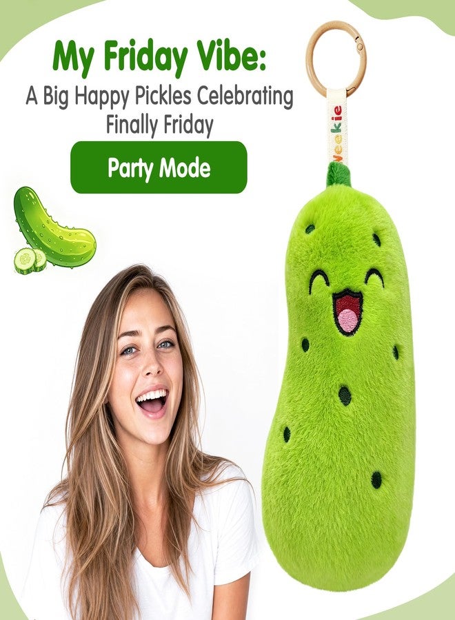 KPBLIS Weekie Wonders Emotional Mood Support Pickle Plush, Cute Pickle Stuffed Animals Bag Charm, Funny Gifts for Adults Women Men Friends Coworkers (FRI, Pickles) - Image 3