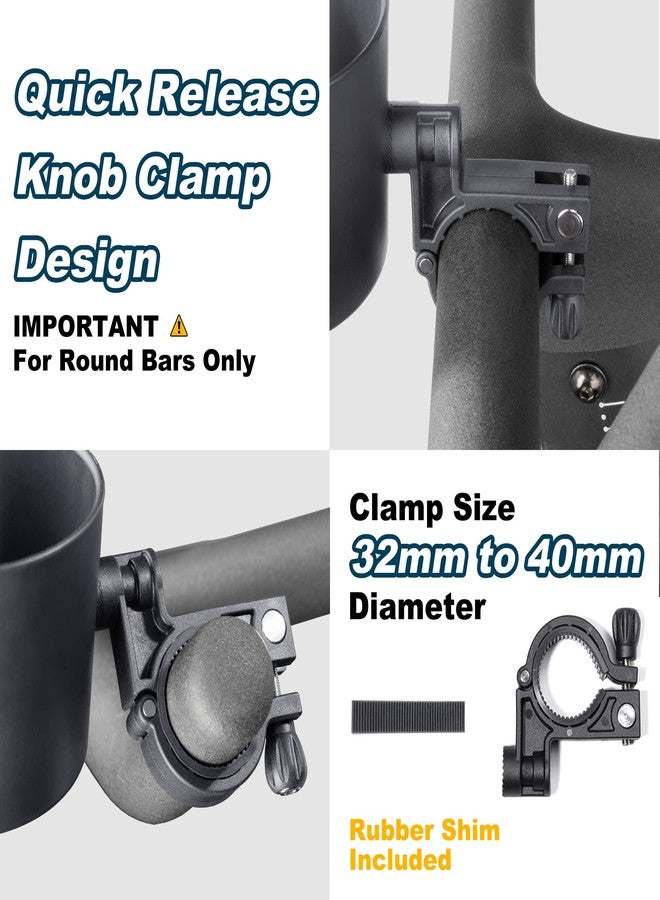 CyclingDeal Cup Mug Water Bottle Holder Adjustable Bracket Mount Tray - for Indoor Exercise Bikes with Round Bars ONLY - Compatible with Peloton Bike & Bike+, NordicTrack - Install at Centre or Side - Image 3