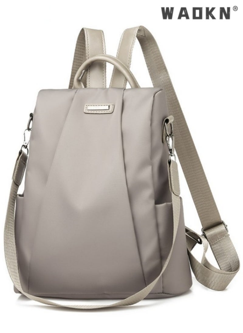 WAOKN Girls Fashion Single Room Backpack with Double Shoulder Straps, Student Casual Waterproof School Bag Handbag Back Bag, Multifunctional Travel Backpack Side Bag for Kids and Teenagers（Grey）  - Image 1