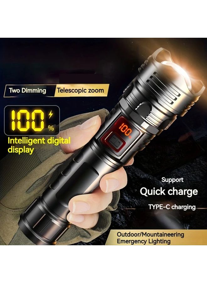 Black Ultra Bright LED Tactical Flashlight Rechargeable Long Range Torch 1200mAh Battery for Outdoor Camping Security - Image 3