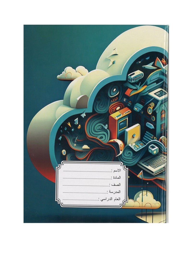 Sadaf دفتر ملاحظات مبطن منفرد مكون من 6 قطع مع غلاف بلاستيكي بتصميمات متنوعة مقاس A5 - Image 3