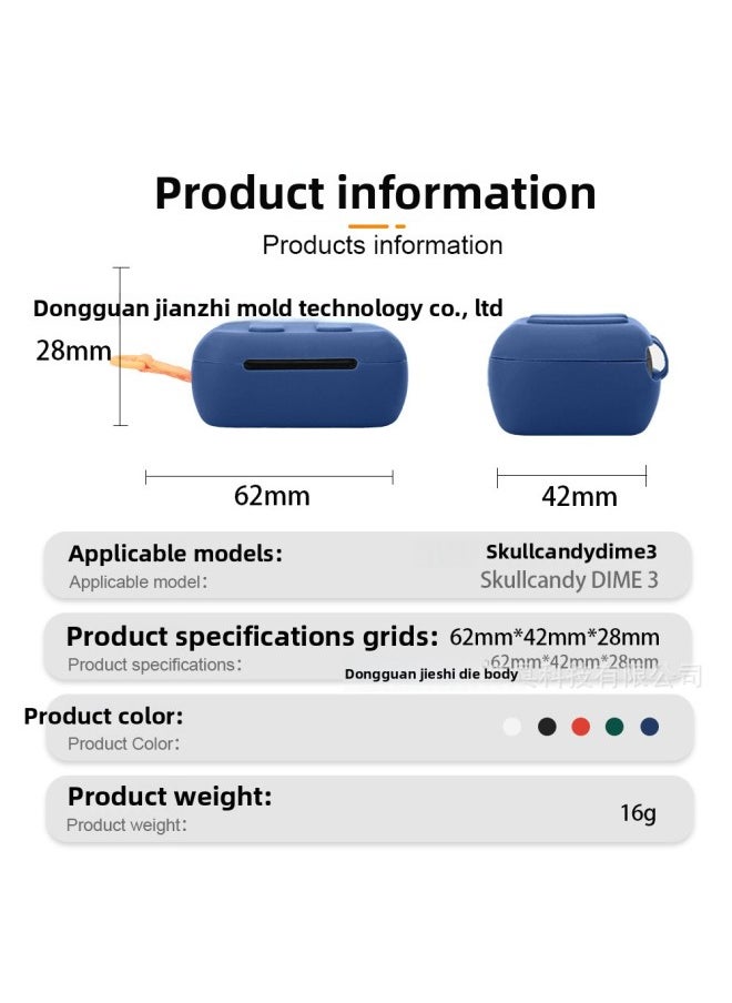 Generic - Skullcandy DIME 3 Bluetooth Earphone Protective Case Soft Silicone Storage Bag Suitable For Skull Head Design Universal Accessory-Color:Red-Model:DIME 3 - Image 1