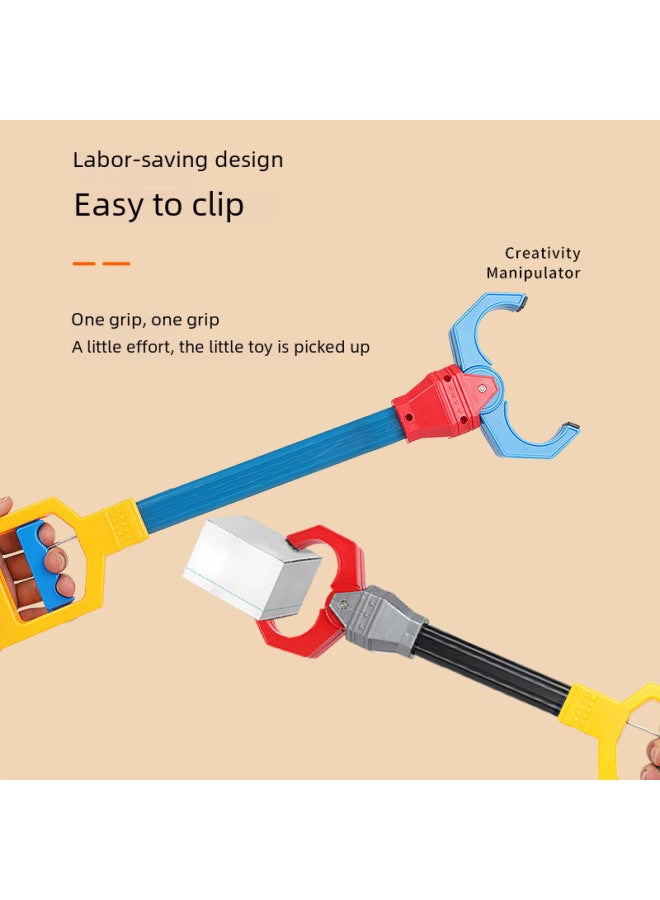 Creative Fun Long Handle Mechanical Arm Toy Parent-child Interaction Large Clip Elastic Pliers Children's Picker-Color:356J Blue Robotic Arm Toy - Image 2