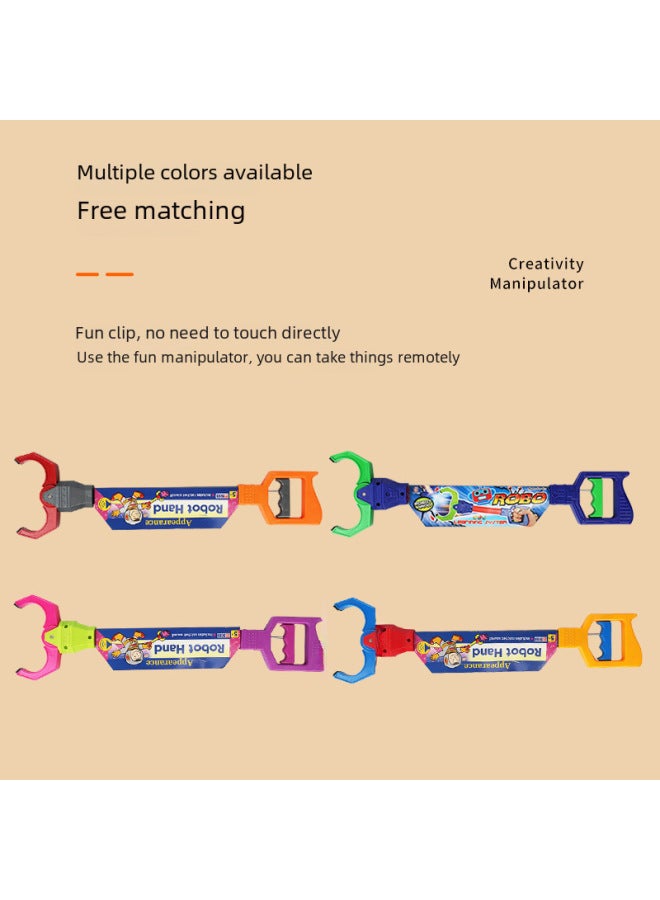 Creative Fun Long Handle Mechanical Arm Toy Parent-child Interaction Large Clip Elastic Pliers Children's Picker-Color:356J Blue Robotic Arm Toy - Image 3