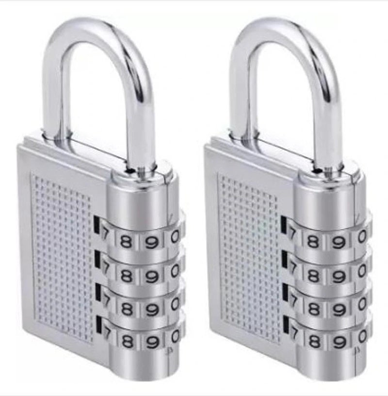 Brozon Heavy-Duty 4 Digit Combination Padlock for Gym, Locker, Luggage, Gate & Toolbox – Zinc Alloy Anti-Rust Resettable Security Lock for Indoor & Outdoor Use (2, Silver) - Image 1