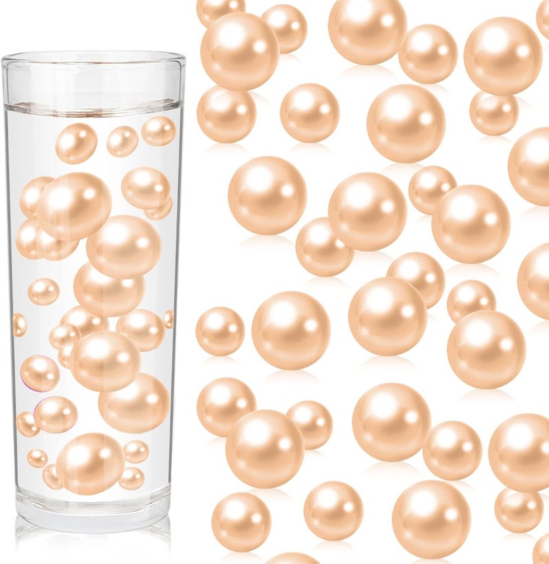 ZEBMOON 200PCS Champagne Faux Pearls Beads for Centerpiece Vases, Vase Filler Faux Pearls, No Holes Filler Beads for Party Anniversary Birthday Wedding Table Decor, 10/14/20/30mm - Image 1
