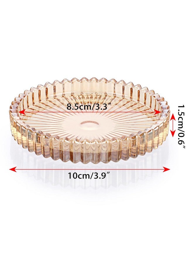 JUXYES 5 Pack Amber Tone Crystal Coasters Round Cup Mat, Glass Coasters For Drinks Coffee Tea Wine, Decorative Wine Bottle Coasters, Crystal Drink Coasters For Restaurant Bar Kitchen Dining Table - Image 2