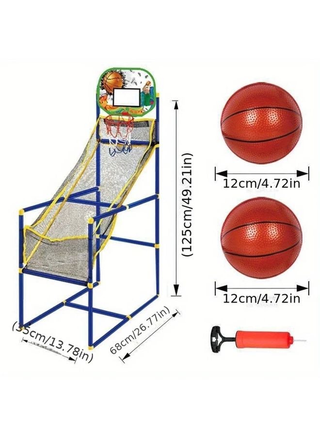 Adjustable Height Basketball Arcade Game Set With Pump Balls Indoor Outdoor Play - Image 5