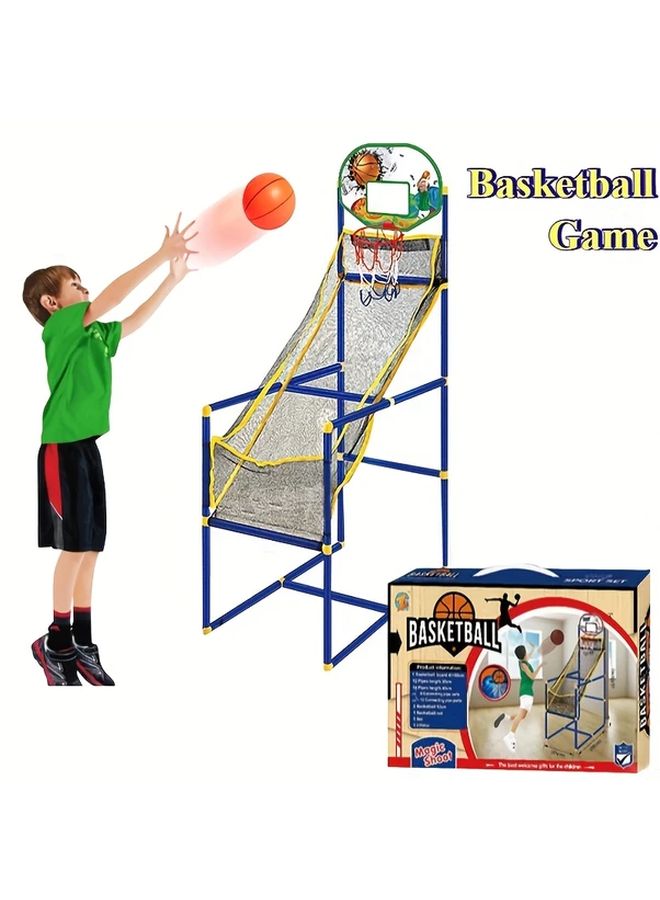 Adjustable Height Basketball Arcade Game Set With Pump Balls Indoor Outdoor Play - Image 1