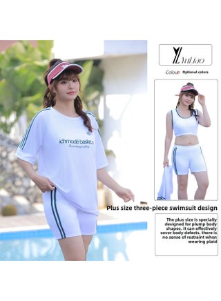 Plus Size Swimsuit Women's Split Three-Piece Sports Blouse Chubby Girl's Belly-Covering Conservative Hot Spring Swimsuit-Colour:White- - pzsku/Z4154706A8D2FD2C893F3Z/45/1747212610/a57079e3-32ef-4ff3-beba-254b6e35e287