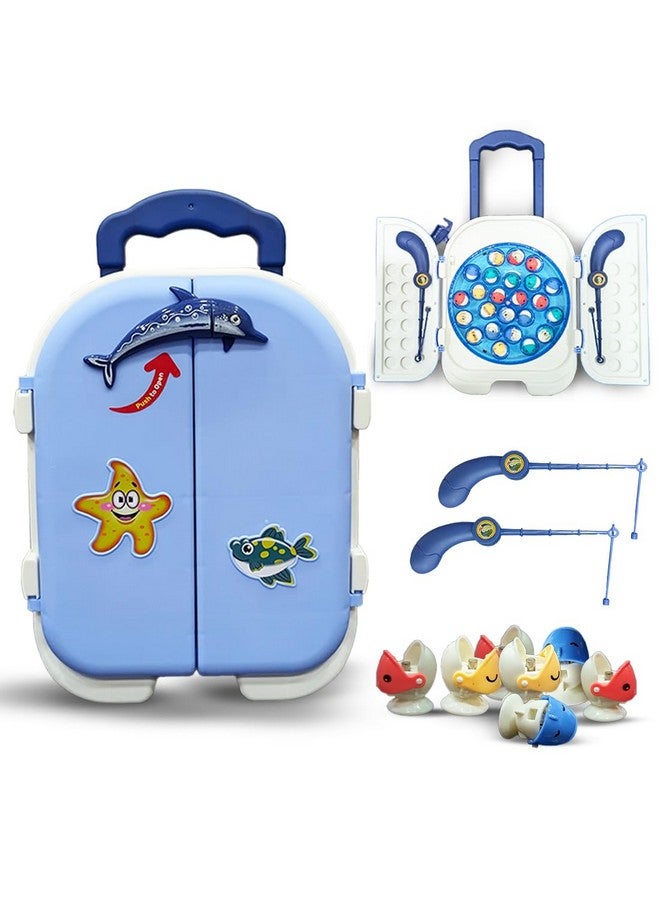 Wembley Magnetic Fishing Game For Kids Rechargeable Fish Catching Board Game With C-Type Charging Cable Music & Lights For Boys Girls 5 6 7 8 9 Years Interactive Toy Bis Certified (Blue) - Image 1