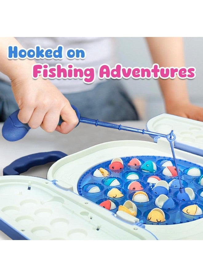 Wembley Magnetic Fishing Game For Kids Rechargeable Fish Catching Board Game With C-Type Charging Cable Music & Lights For Boys Girls 5 6 7 8 9 Years Interactive Toy Bis Certified (Blue) - Image 2