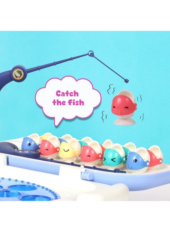 Wembley Magnetic Fishing Game For Kids Rechargeable Fish Catching Board Game With C-Type Charging Cable Music & Lights For Boys Girls 5 6 7 8 9 Years Interactive Toy Bis Certified (Blue) - Image 4