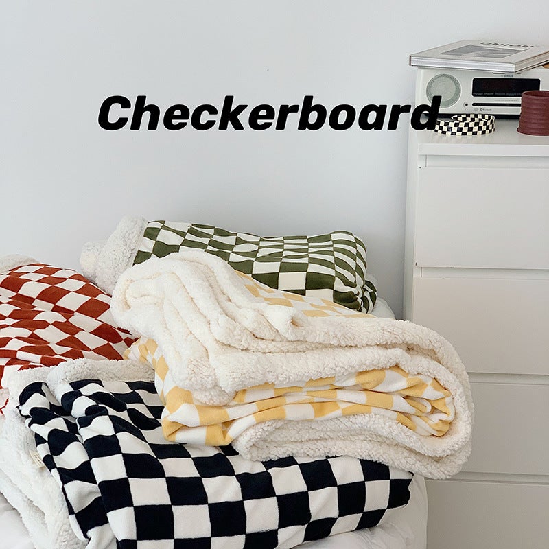 Scandinavian Style Checkerboard Blanket Milk Velvet Blanket Sofa Blanket Nap Blanket Air Conditioning Blanket Fluffy - Image 2
