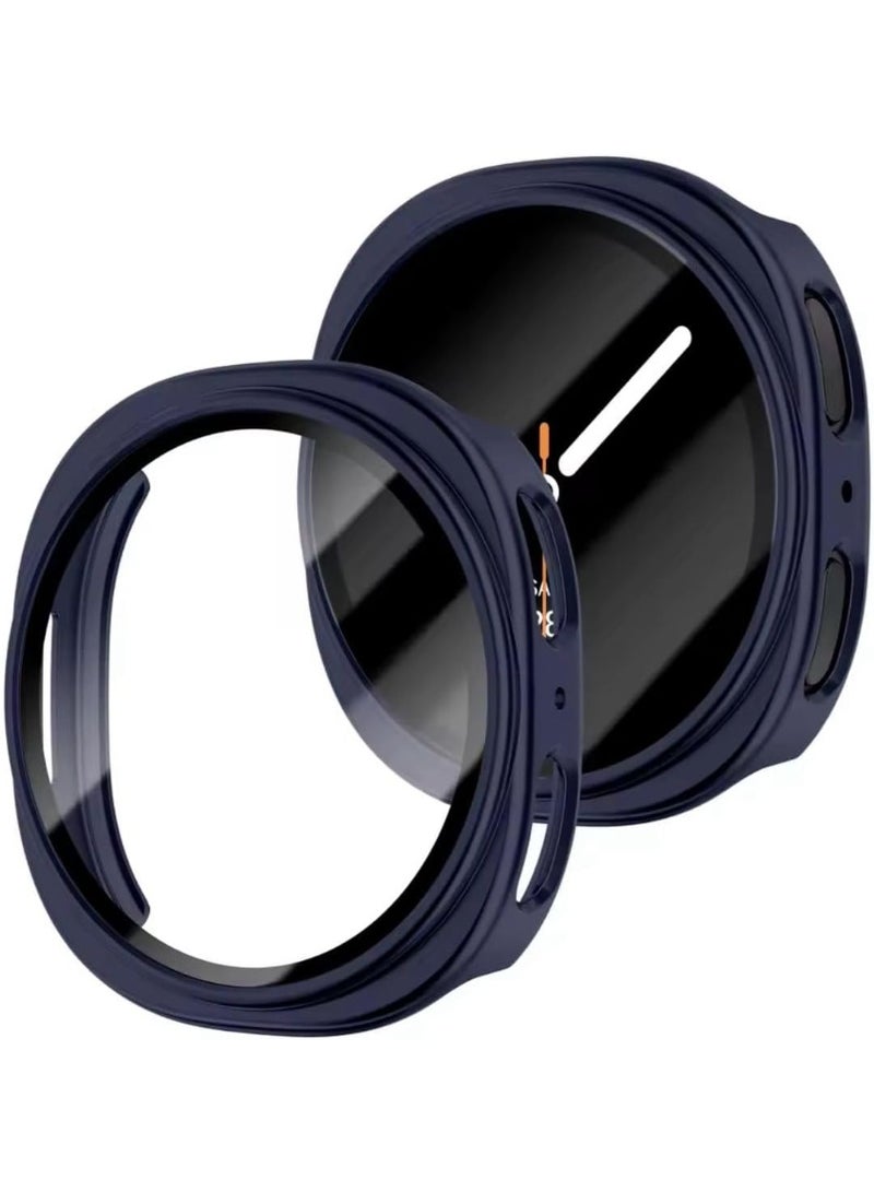 Fekra Waterproof Case for Samsung Galaxy Watch 8 Screen Protector 44mm with Tempered Glass, 1-Pack Hard PC Cover Bumper for Galaxy Watch8 – No Fog, Touch-Responsive (blue)