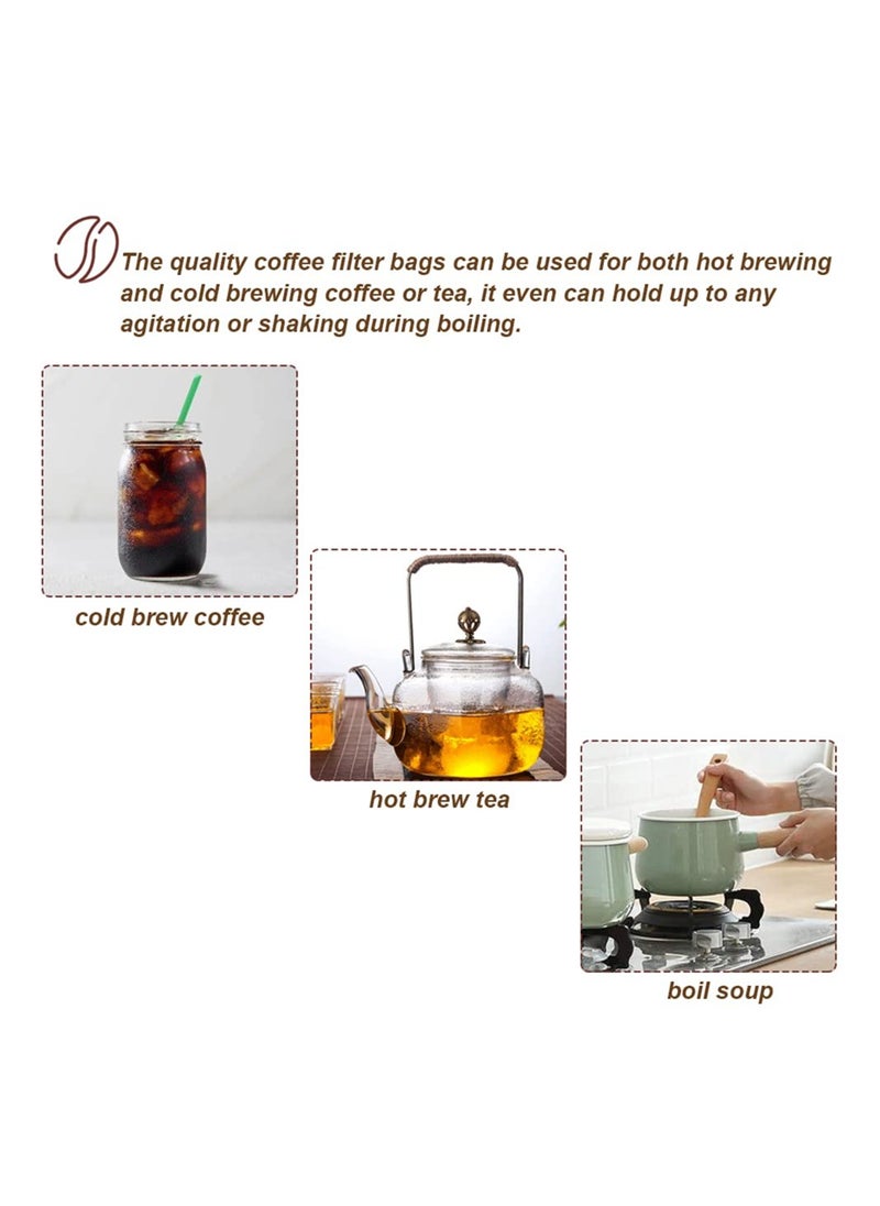 Generic 200pcs Cold Brew Bags,  Disposable Coffee Filter Bag Fine Mesh Brewing Drawstring Pouches for Iced Coffee Hot Tea Herb Spice  - Image 4