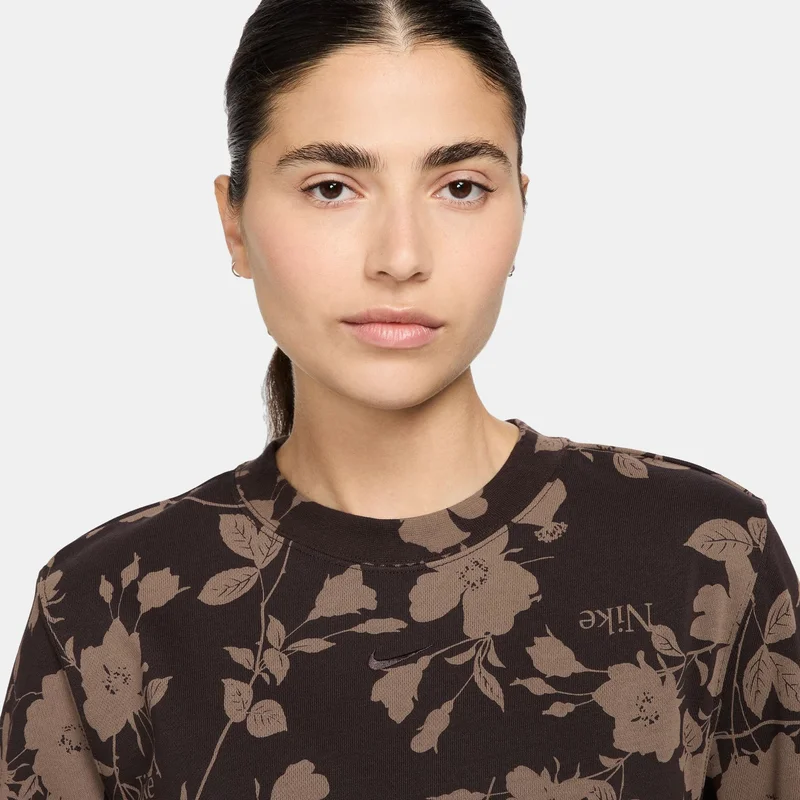 Nike Brown Women's Sportswear Chill Terry Printed Sweatshirt for Women | Best Price UAE