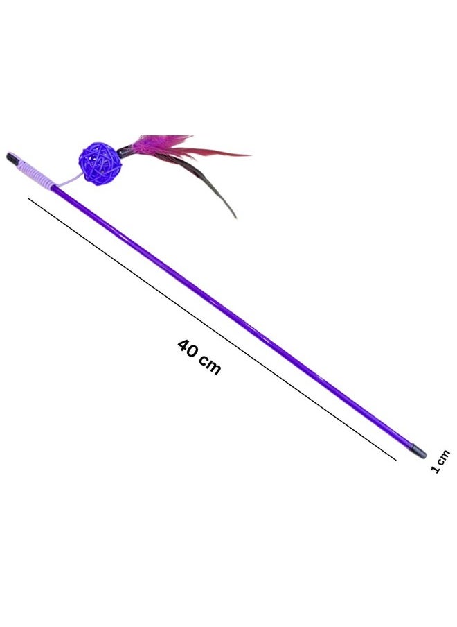 PET Cat Toy Feather Cat Toy Feather Wand Cat Pet Toy Wire Chaser Wand Teaser Feather With Ball Toys For Indoor Cats Kitten Interactive Training Pack Of 1  - Image 2