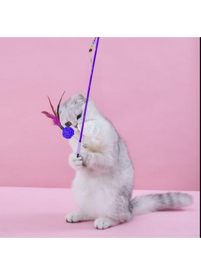 PET Cat Toy Feather Cat Toy Feather Wand Cat Pet Toy Wire Chaser Wand Teaser Feather With Ball Toys For Indoor Cats Kitten Interactive Training Pack Of 1  - Image 4
