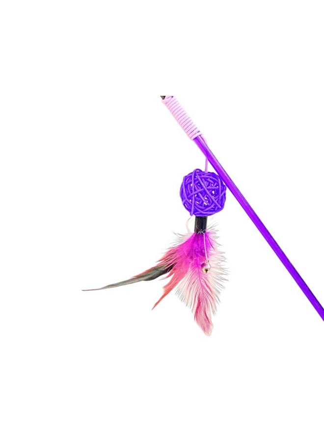 PET Cat Toy Feather Cat Toy Feather Wand Cat Pet Toy Wire Chaser Wand Teaser Feather With Ball Toys For Indoor Cats Kitten Interactive Training Pack Of 1  - Image 3