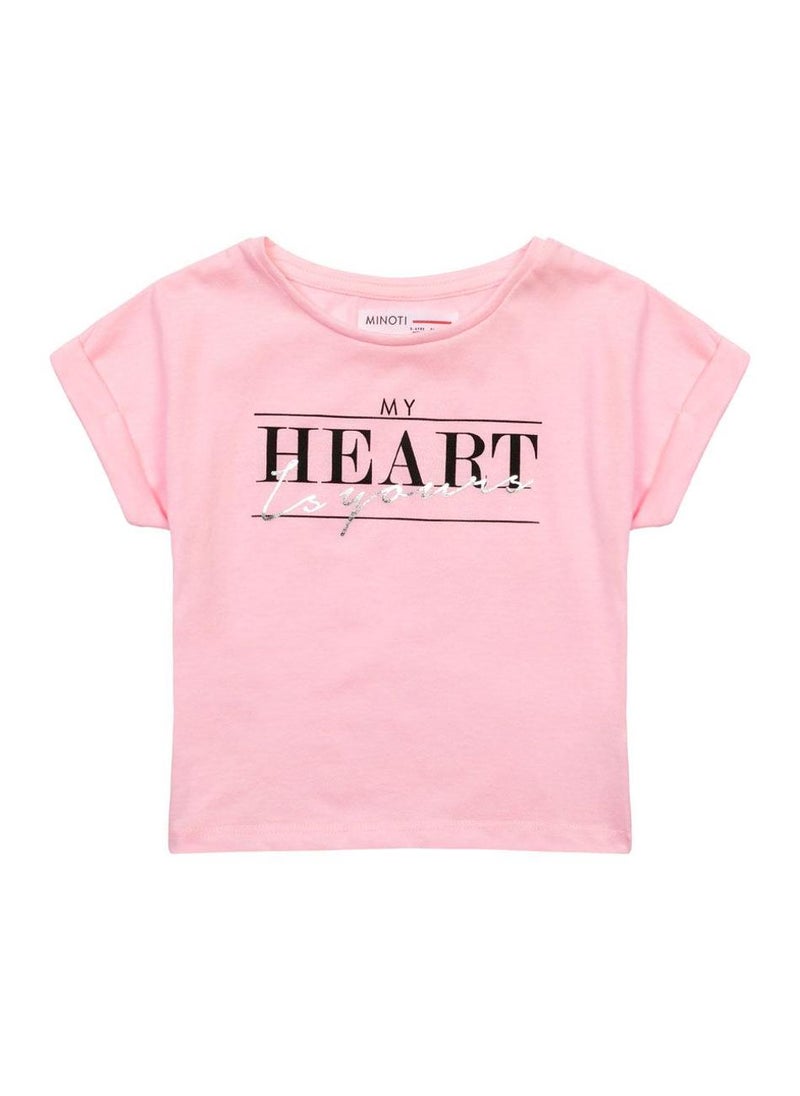 MINOTI Girls Short Sleeve T-Shirt with Front Print  - Image 1