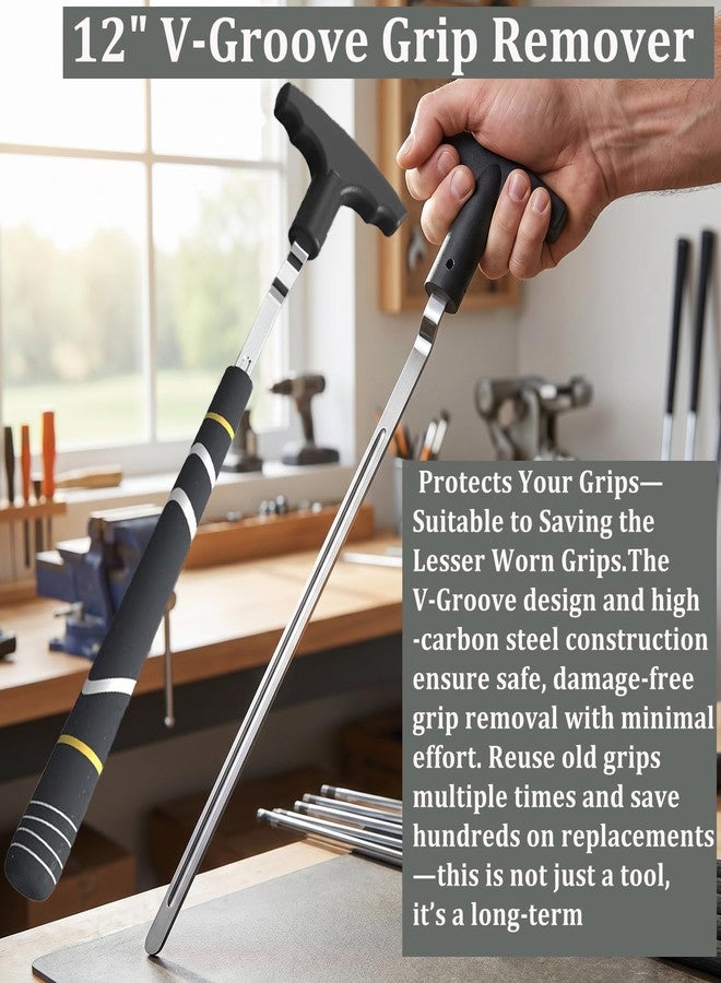 WIGERLON Golf Grip Removal Tool Set Golf Grip Remover：12" V-Groove Grip Remover Saver for Standard Length Swinging Grips and Stripper Golf Tape Removal,Golf Club Grip Repair Kit - Image 4