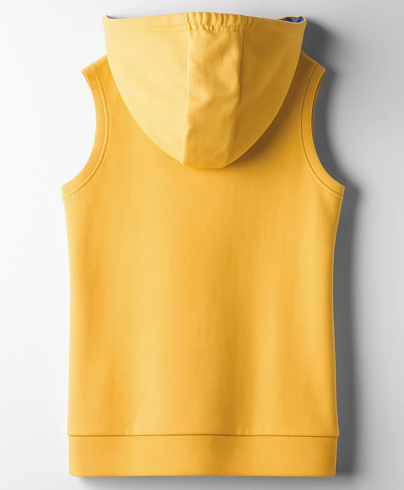 Pine Kids Pine Kids Cotton Knit Sleeves Hooded T-Shirt with Text Patch Detailing & Kangaroo Pocket - Yellow