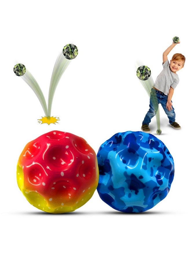 Wembley Moon Ball High Bouncing Ball with for Kids Adults Pets Easy Grip Sports Space Ball with Craters Indoor Outdoor Toy Helps in Hand Eye Coordination Stress Relief - Pack of 2, Random Color - Image 1