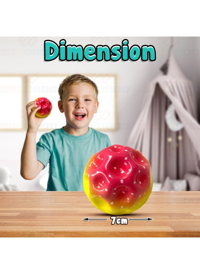 Wembley Moon Ball High Bouncing Ball with for Kids Adults Pets Easy Grip Sports Space Ball with Craters Indoor Outdoor Toy Helps in Hand Eye Coordination Stress Relief - Pack of 2, Random Color - Image 4