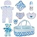 BABESIDE 9 Pcs Reborn Baby Doll Clothes Set for 1722 Inch Dolls Reborn Baby Dolls Accessories Doll Bassinet with Bottle Pacifier for Realistic Babydolls Blue - Image 3