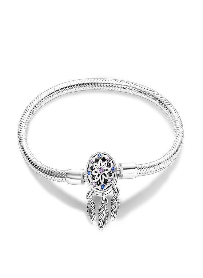 Parmuz 925 Sterling Silver Charm Bracelet for Woman Snake Chain Bracelet Star Moon Butterfly Cute Iconic Moments European Bracelet Jewelry Gift for Woman, 20cm/7.9in(fit wrist size 7in), Sterling - Image 1