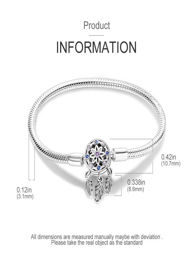 Parmuz 925 Sterling Silver Charm Bracelet for Woman Snake Chain Bracelet Star Moon Butterfly Cute Iconic Moments European Bracelet Jewelry Gift for Woman, 20cm/7.9in(fit wrist size 7in), Sterling - Image 3
