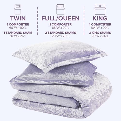Comfort Spaces Juliette Purple Comforter Set Velvet Lush with Soft Brushed Microfiber Reverse, All Season Cozy Velvet Lavender Bedding Sets, Fluffy Comforter Bed Set, Matching Sham, Full/Queen 3 Piece - Image 5