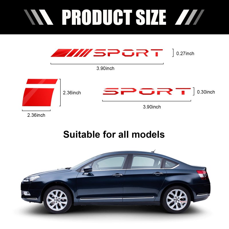 Kewucn Car Decal Stickers, 14 PCS Reflective Sport Logo, Auto Wheel Rim Decor, Polyethylene Terephthalate, Red, for All Vehicles - Image 2