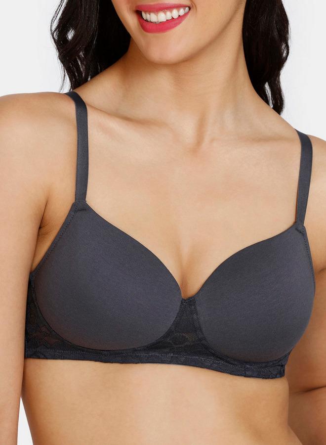 Zivame Lace Detail Padded Balconette Bra with Hook and Eye Closure - Image 4