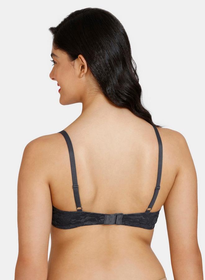 Zivame Lace Detail Padded Balconette Bra with Hook and Eye Closure - Image 2