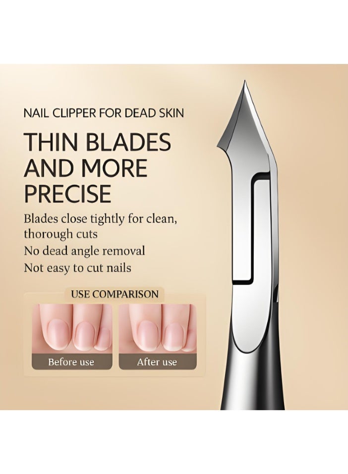 KHAJUL 1PCS Cuticle Trimmer, Professional Cuticle Nippers, Stainless Steel Cuticle Remover, Nail Polish Scraper,Gold-Plated Carbon Steel, French Handle, Double Spring, 6mm Jaw (Full Jaw) - Image 3