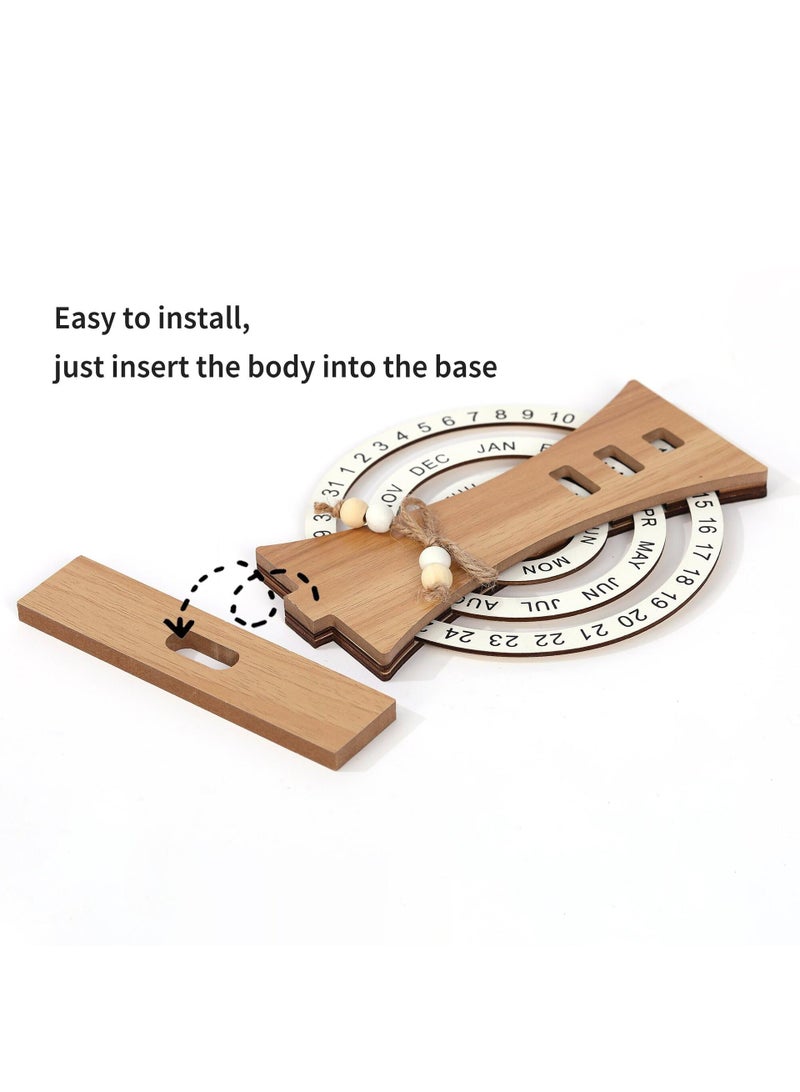 Bluejw Rotating Perpetual Calendar Wooden Forever Calendar Never Ending Calendar Wooden Calendar Corporate Gift - Image 2