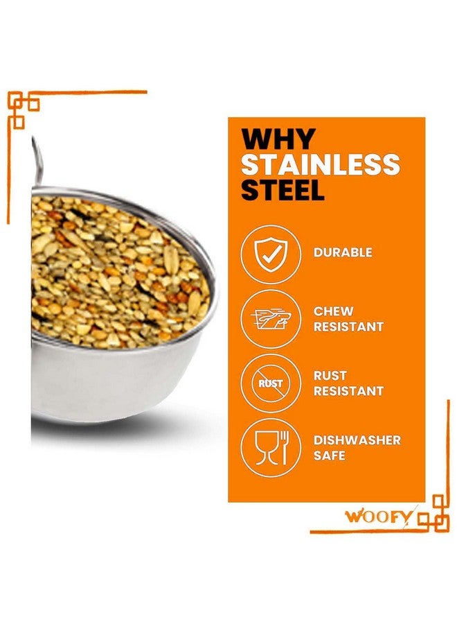 وعاء ستانلس ستيل للطيور | أوعية معلقة فاخرة لإطعام وسقاية الببغاوات | وعاء تغذية مع حامل لجميع الطيور - 250 مل (عبوة من قطعتين) - Image 4