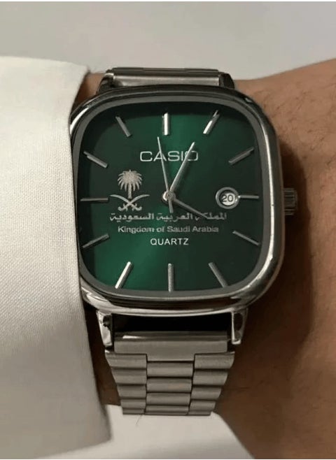 Casio Ltp Watch with Green Kingdom Emblem