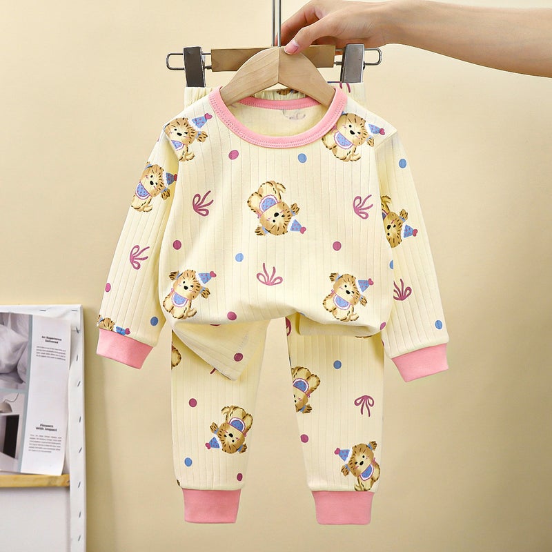 Children's Cotton Two-Piece Pajama Set – Long Sleeve Trousers Suit for Boys and Girls - Image 1