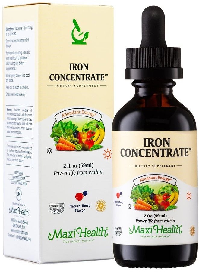 Maxi Health Iron Supplement 15mg Per ML – Increase Energy and Blood Levels Without Nausea or Constipation – Liquid Iron Drops for Men, Women, and Kids – 2 oz. (2 oz, Berry 1 Pack)  - Image 1