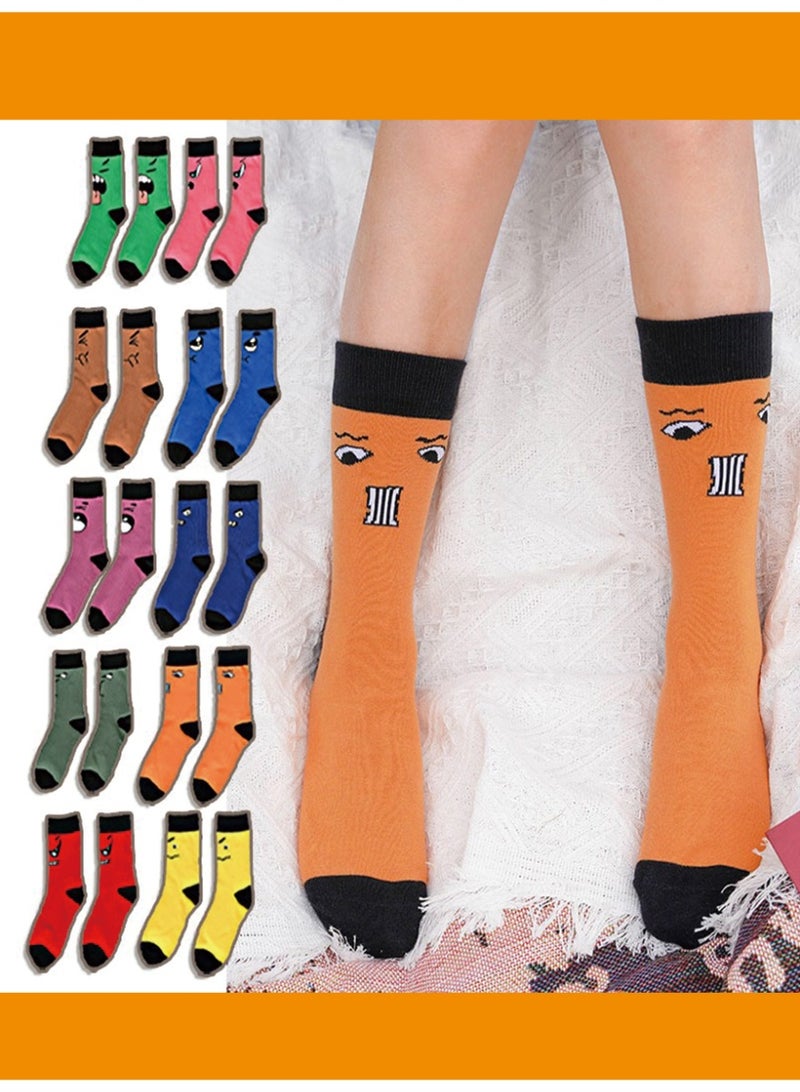 10 Pack Funny Cartoon Expression Crew Socks for Men & Women, Cotton Blend - Image 3
