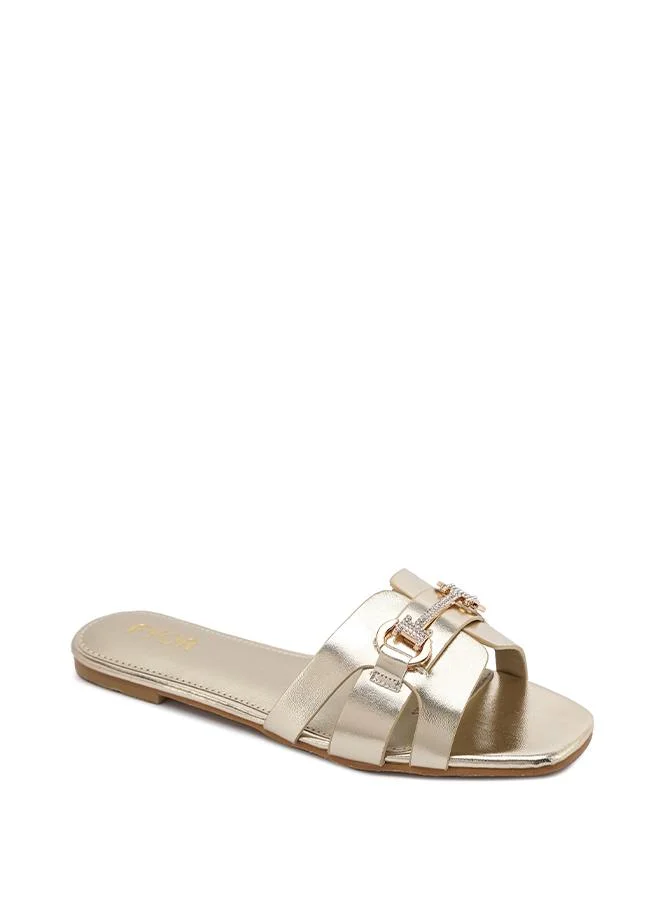 فايور Crystal Buckle Multi-Strap Flat Sandal MY 385