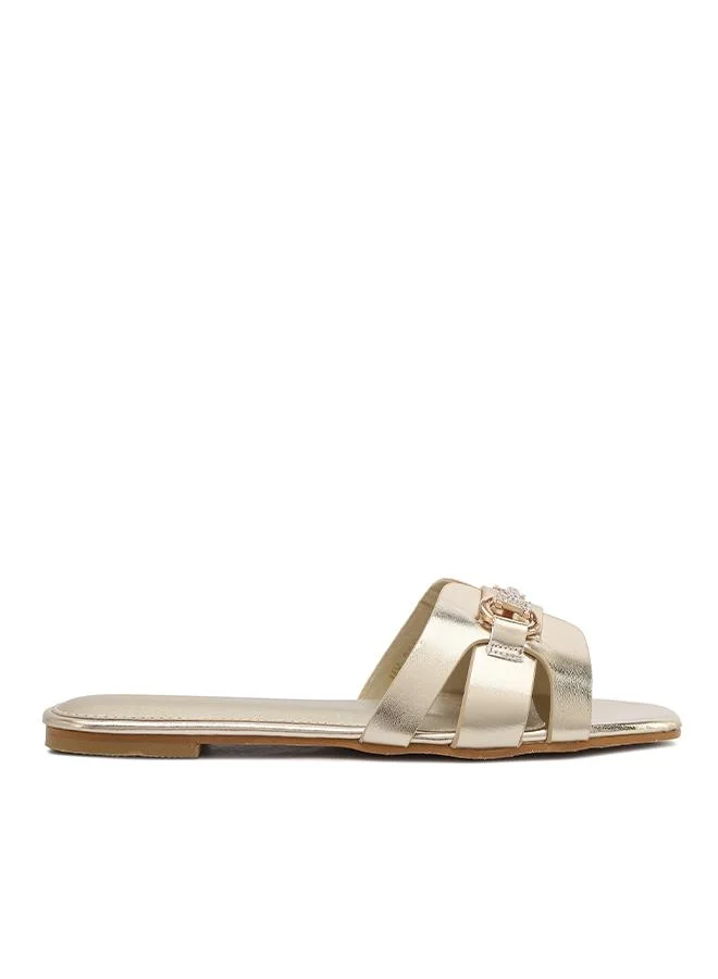 فايور Crystal Buckle Multi-Strap Flat Sandal MY 385
