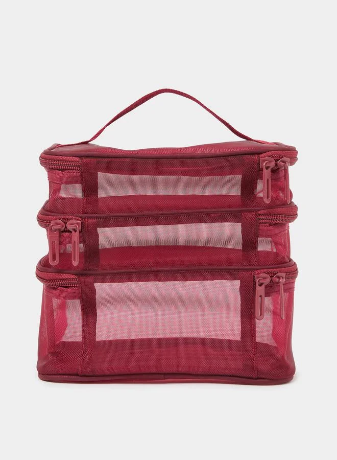 Styli  Red Mesh Wash Bag Organizer for Women | Best Price UAE
